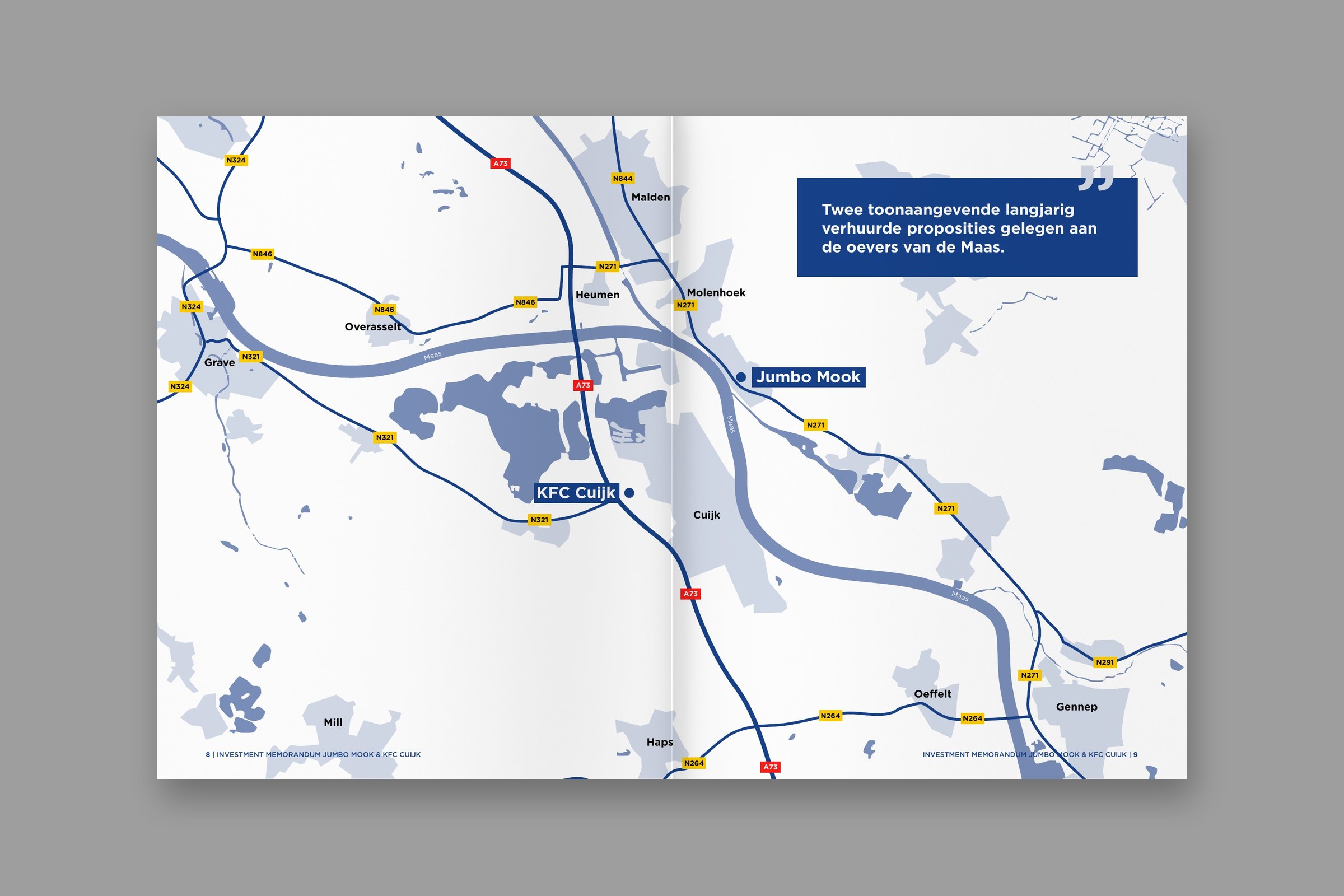 IM spread: custom map with both locations along the Meuse