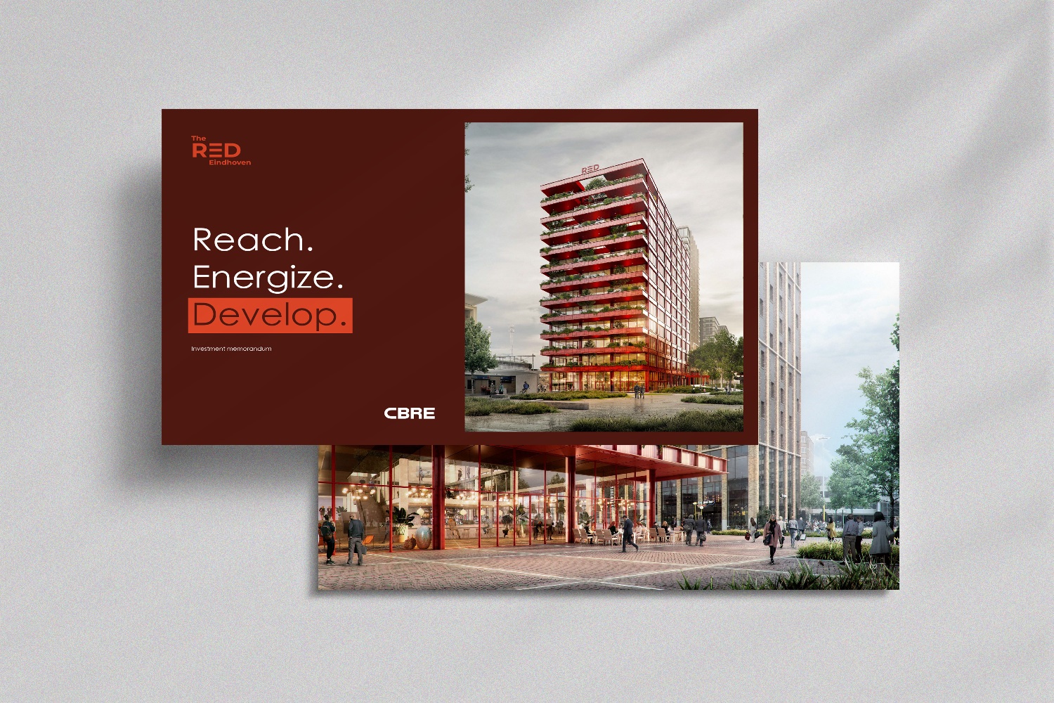 Investment memorandum voor The RED, Eindhoven, ontworpen door Studio-073 voor CBRE
